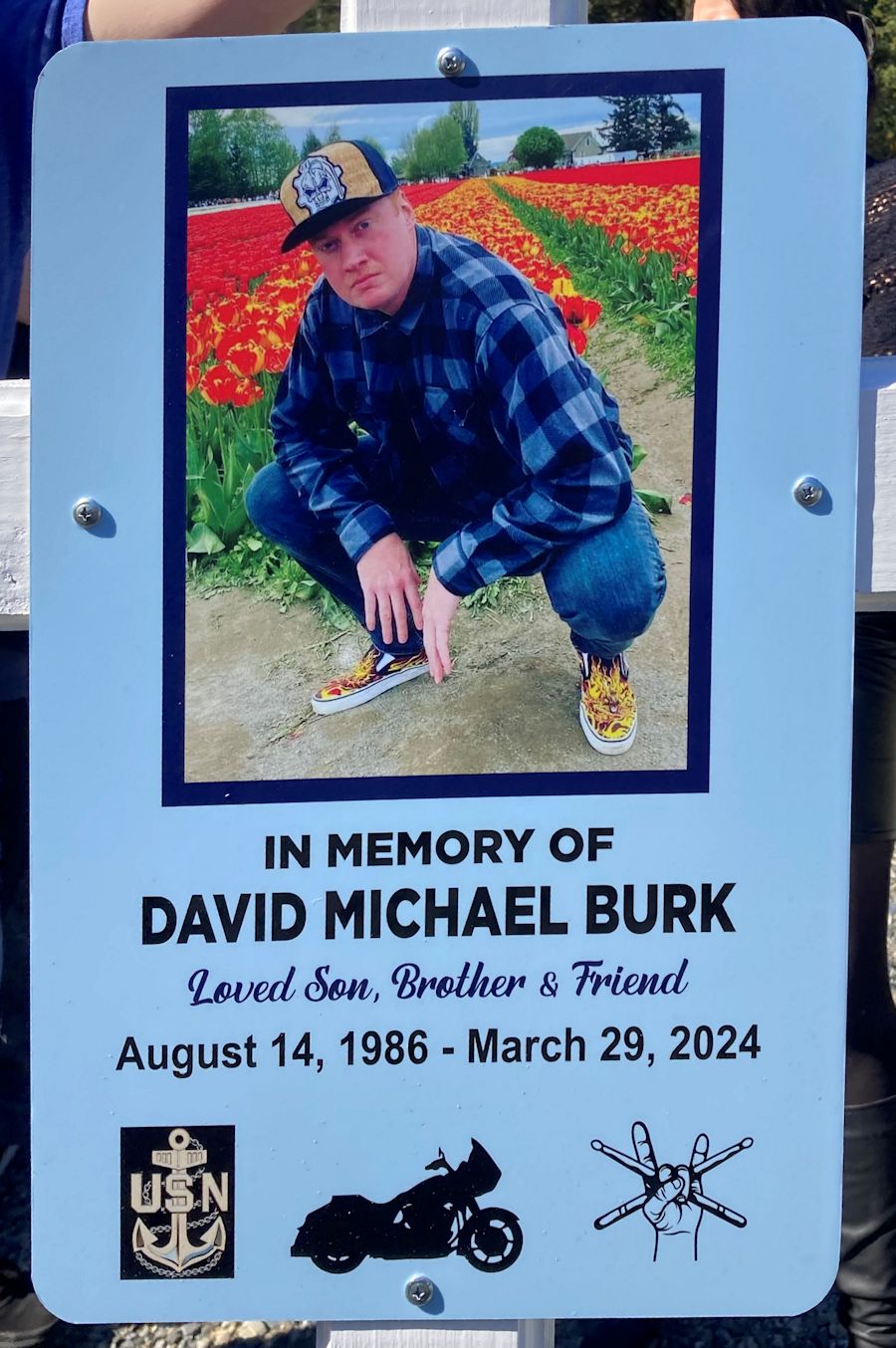 David Burk memorial sign